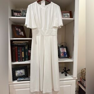 Eliza J Ivory Wide Leg Jumpsuit 10 Flutter Sleeve Bridal Shower Minimalist